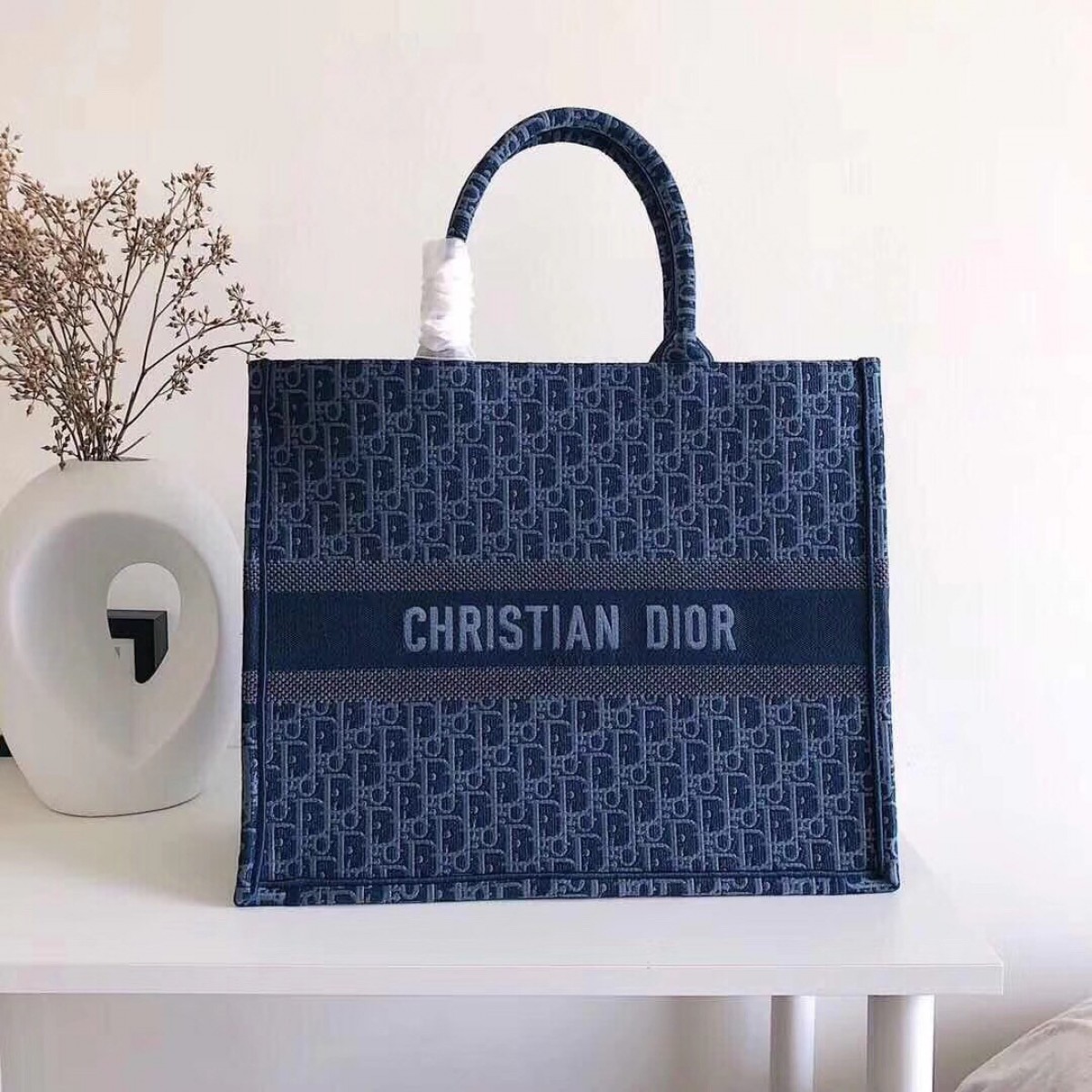Dior Book Tote Bag In Denim Blue Oblique Canvas High Quality Replica